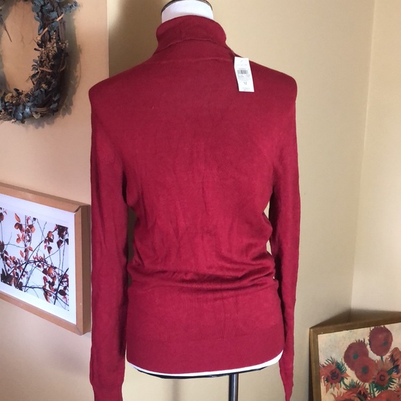 ANN TAYLOR Size medium Soft tight-knit Turtleneck Classic RED MSRP $68 NEW - Picture 5 of 10